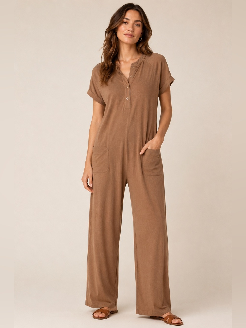 Petal and Pup Arcus Jumpsuit Mocha Brown Short Sleeve Size 4 NWT